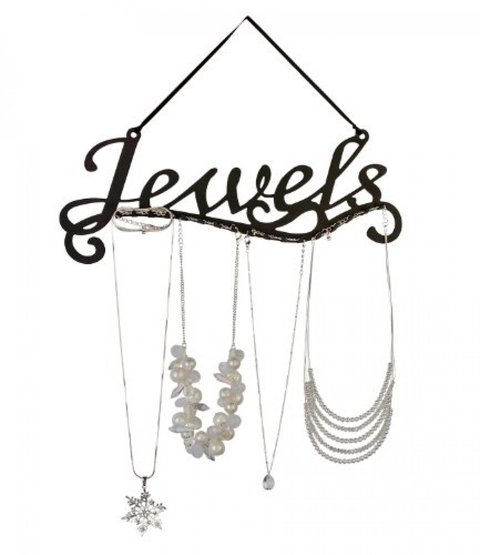 SIX Schmuckhalter mit "Jewels"-Schriftzug aus schwarzem Metall (244-052) 